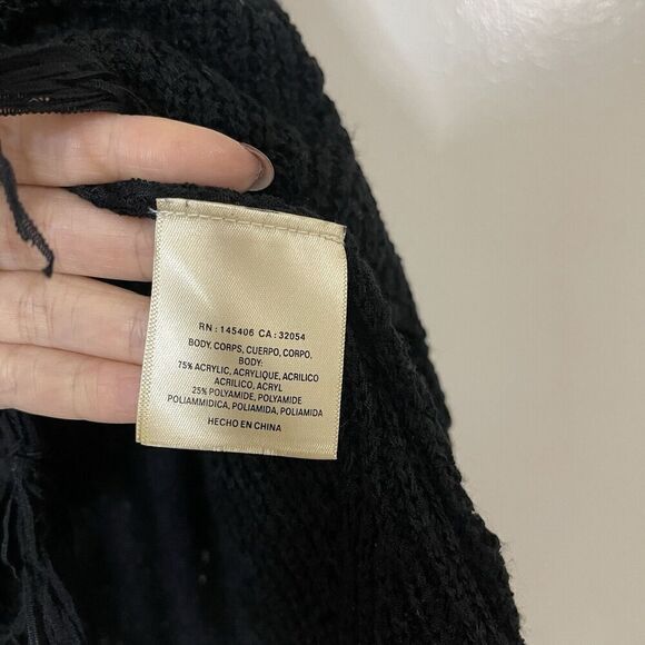 Anthropologie PEPIN black crochet fringe hem knit sweater tank size small - Picture 5 of 6